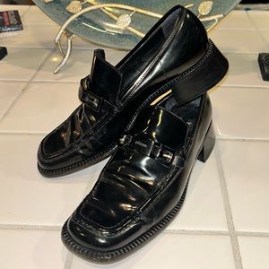Vintage Prada loafers. Black Patent Leather.